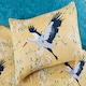 image 2 of Cranes Floral Polyester Reversible Duvet Cover Set with Pillowcase Yellow | Single
