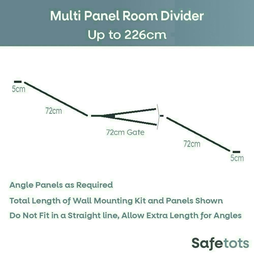 image 1 of Safetots Premium Multi Panel Room Divider, up to 226cm Wide, Grey, 70cm Tall, Multi Panel Flexible Room Barrier, Room Divider with Door for Baby Grey