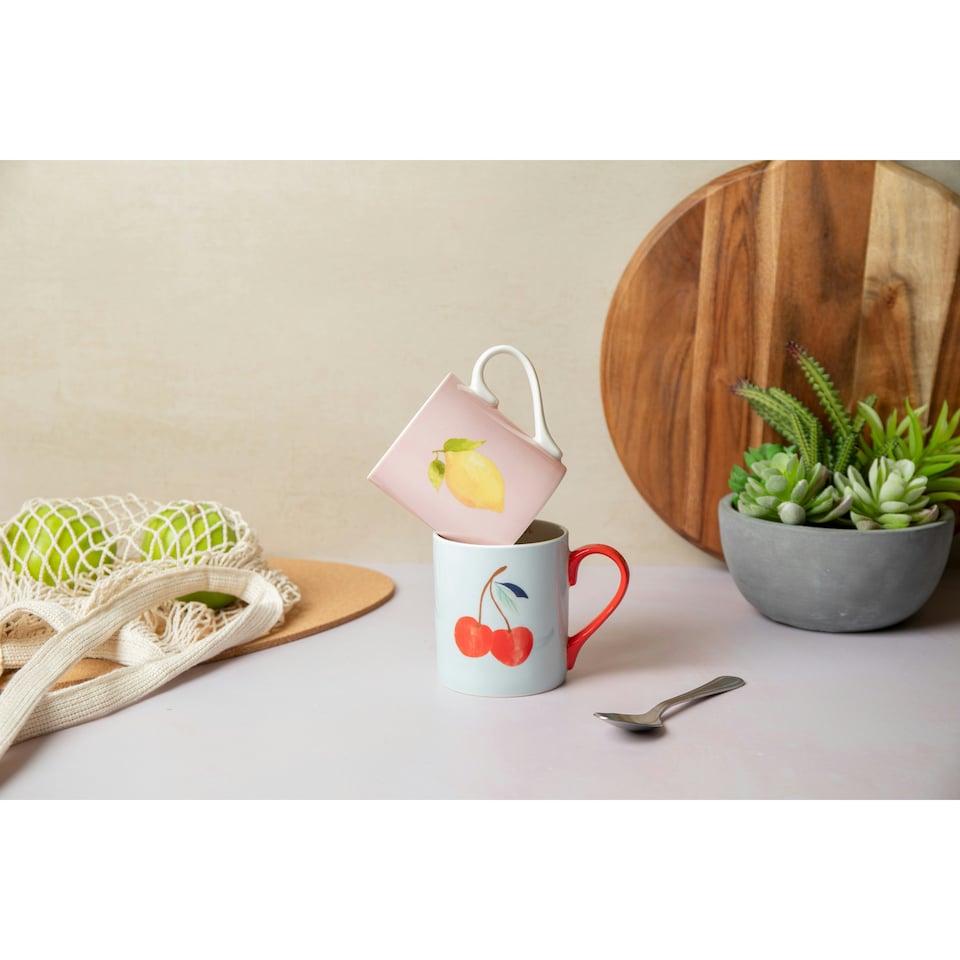 image 1 of Mikasa Lemon Straight-Sided Porcelain Mug, 280ml Pink