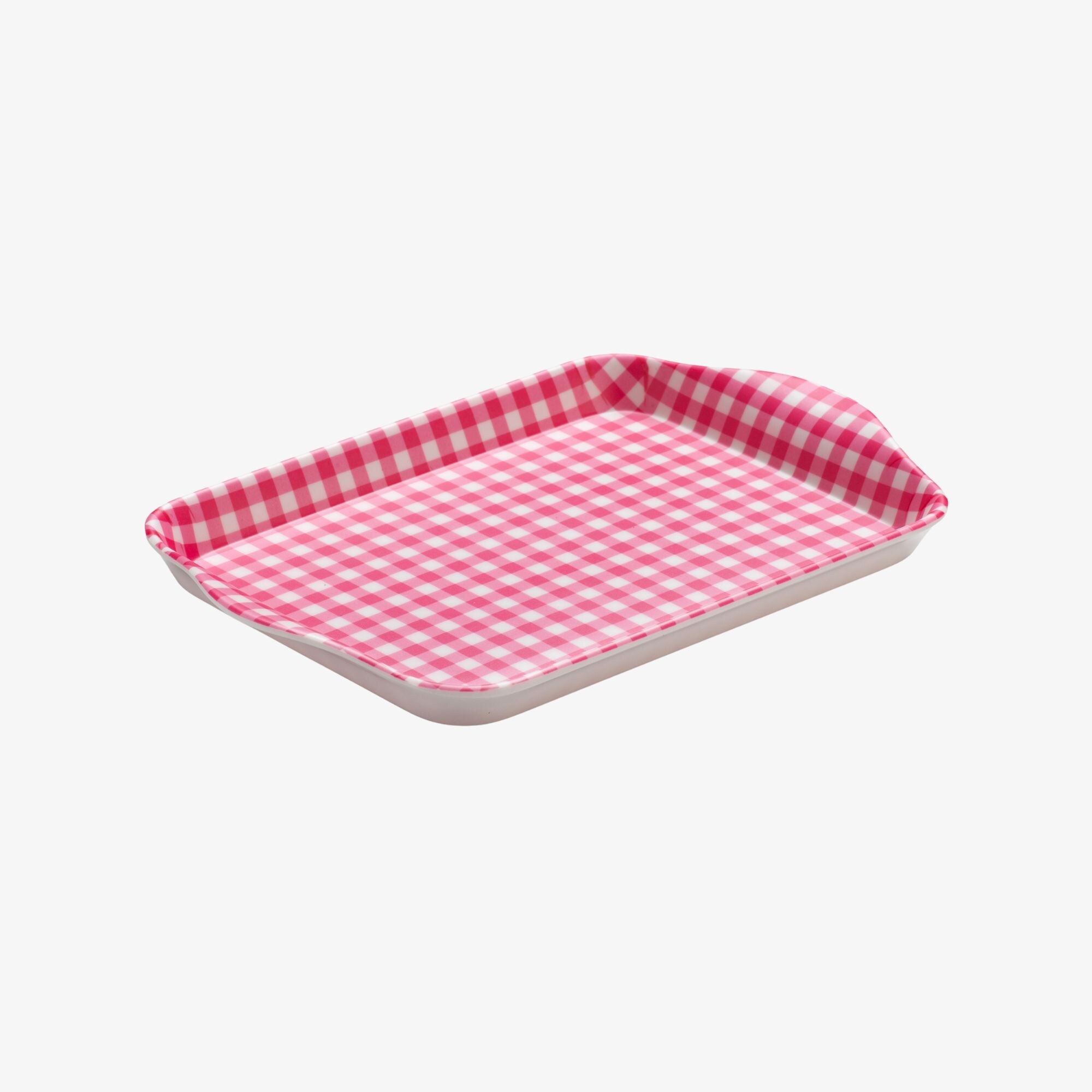 Zeal Melamine Mini Tray, Gingham Pattern, 18 x 14 cm, Neon Pink