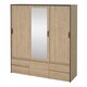 image 3 of Line Wardrobe with 2 Sliding Doors 1 Sliding Door with Mirror in Jackson Hickory Oak