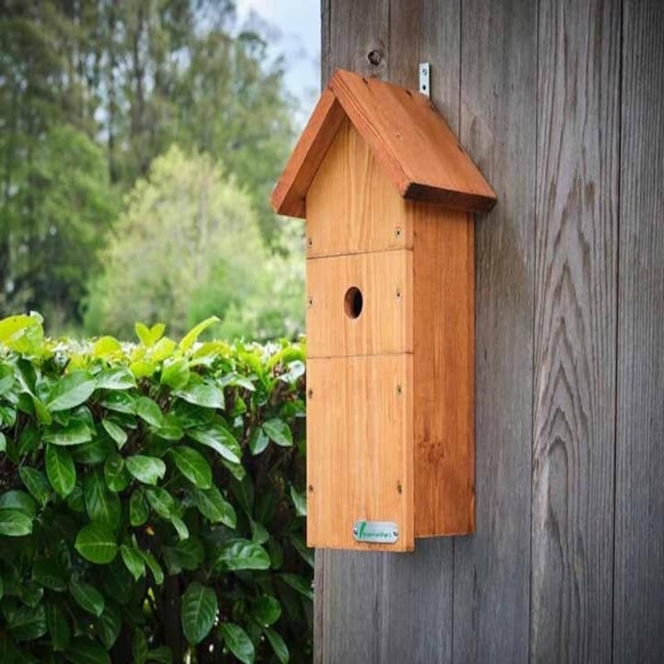 image 1 of Deluxe Alpine 450 Chalet Style Birdbox with Tripple Front Design Brown | One Size