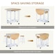 image 5 of HOMCOM 3pc Wooden Kitchen Cart Trollet Table Folding Stools Space-saving