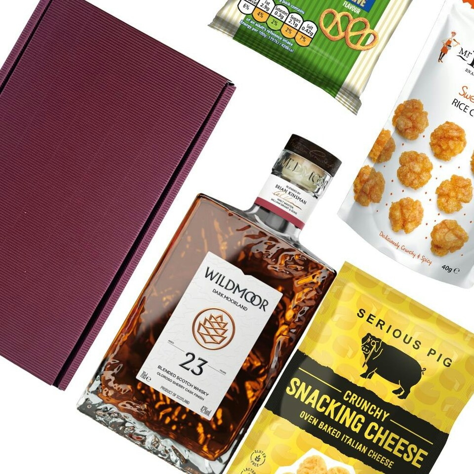 image 1 of Wildmoor 23 Year Old Dark Moorland Whisky Nibbles Hamper 70cl 42% abv