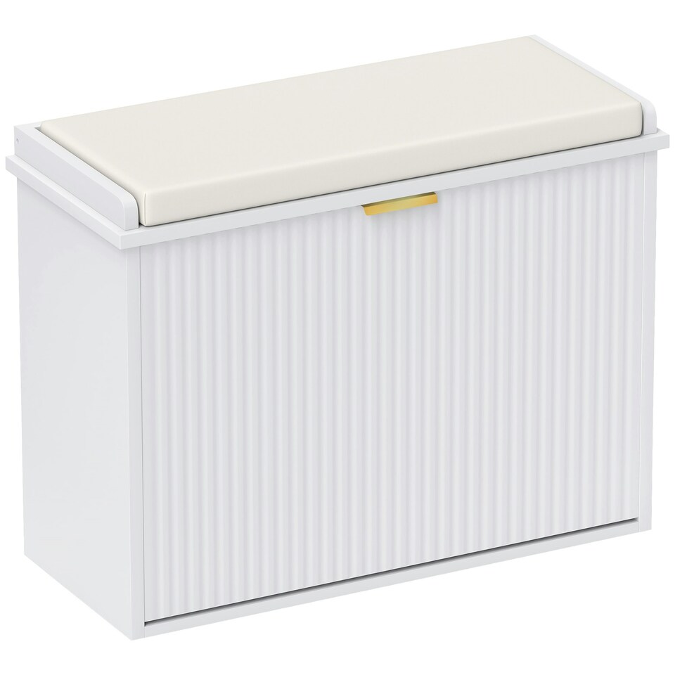 image 1 of HOMCOM Shoe Storage Bench with Cushion and Flip-Drawer White
