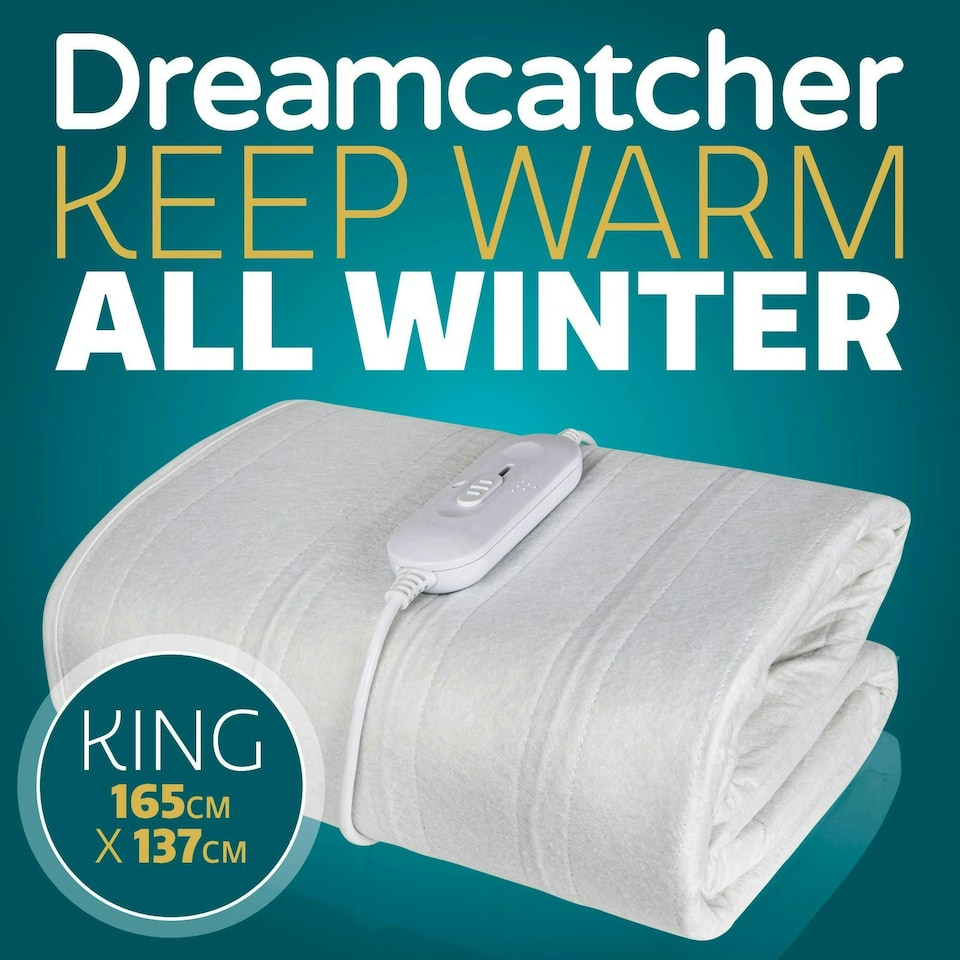 image 1 of Dreamcatcher King Size Electric Under Blanket Heated Fitted Cover Single Control