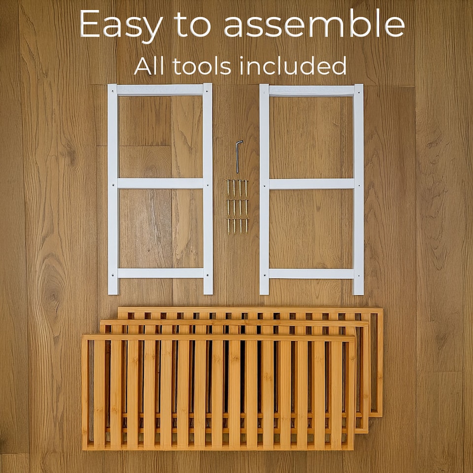 image 1 of Neo White/Natural 3-Tier Bamboo Shoe Rack Stand Natural Wooden Shoe Storage Shelf for Hallway Bedroom Bathroom | White | White/Natural