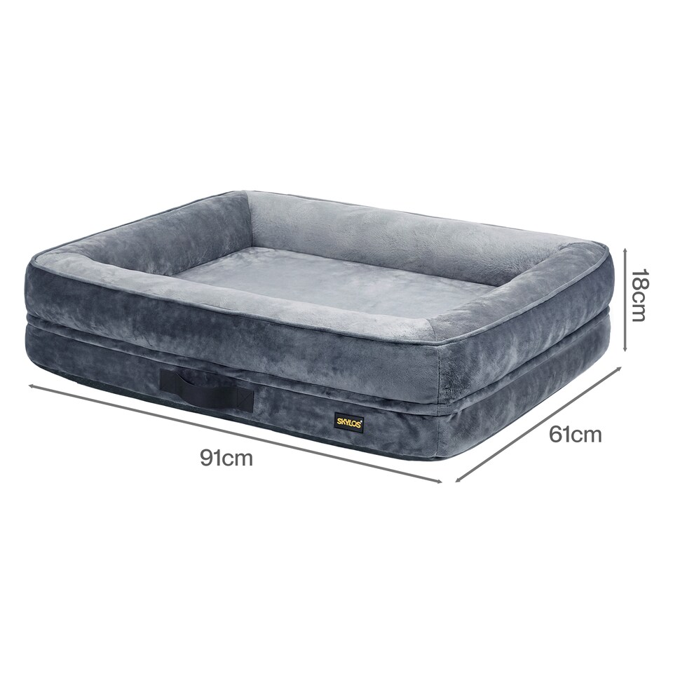 image 1 of Skylos Dog Bed Orthopedic Dog Bed 4.0in Egg Crate Foam Flannel Grey