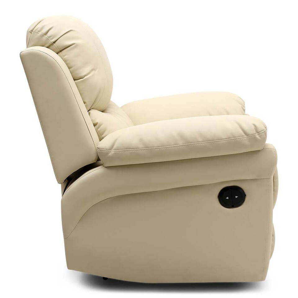 image 1 of Madison Electric Bonded Leather Automatic Recliner Home Lounge Chair (Cream)