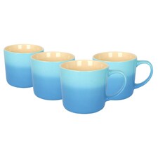 Argon Tableware New Bone China Mugs - 330ml - Blue Ombre - Pack of 4 | Blue | Blue | 4