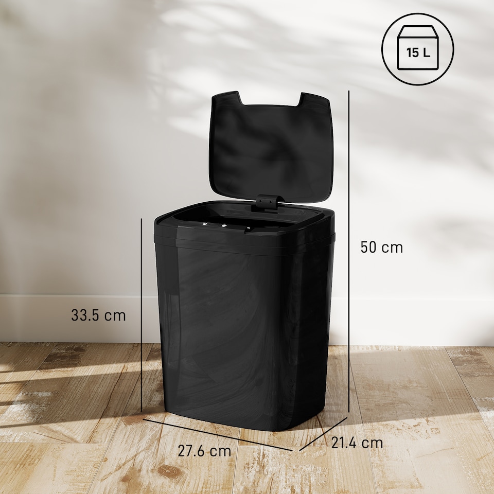 image 1 of HOMCOM 15L Sensor Bin, Automatic Touchless Kitchen Bin, Battery Operated