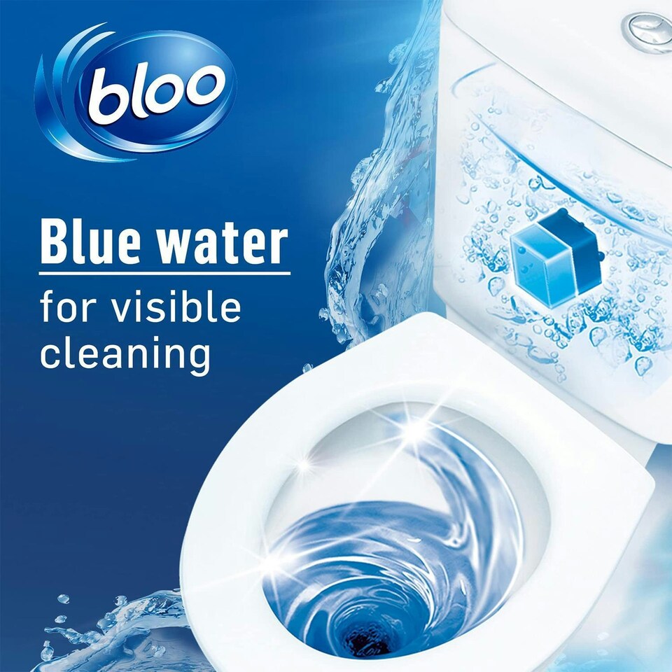 image 1 of Bloo Toilet Rim Blocks Original Blue Clean+Fresh with Fresh Fragrance 4x50g 14pk