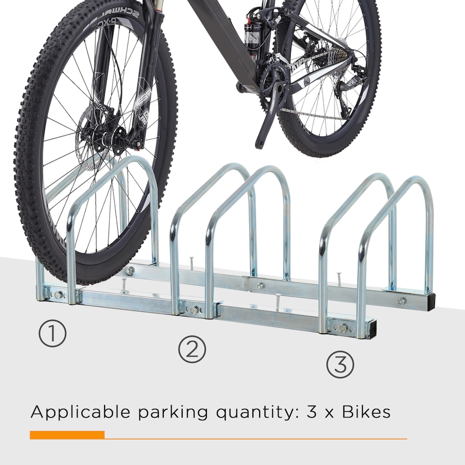 image 1 of HOMCOM Bike Parking Rack Bicycle Locking Storage Stand for 3 Cycling
