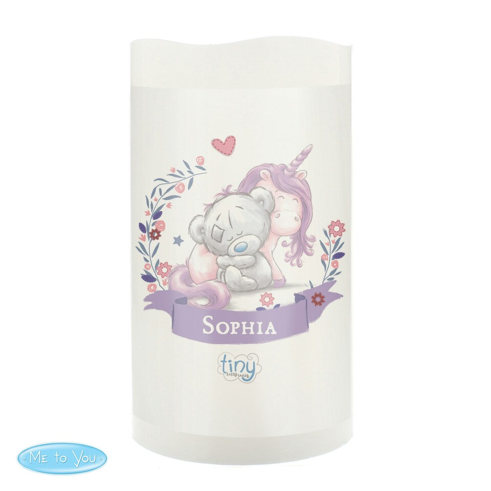 image 1 of Personalised Tiny Tatty Teddy Unicorn Nightlight LED Candle Cream