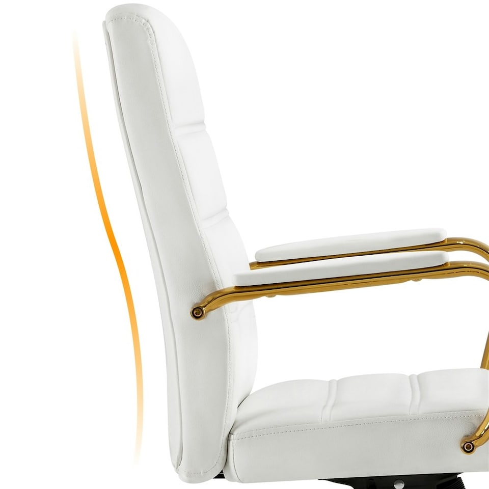 image 1 of Yaheetech Mid-Back Office Chair with Gold Frame White | White