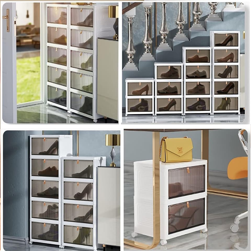 image 1 of Plastic Storage Drawer Tower Unit with Wheels – 3 Tier Multipurpose Organizer for Home & Office