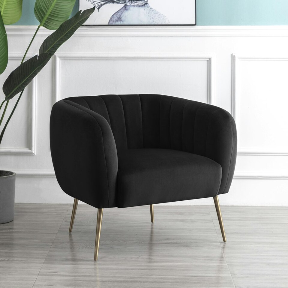 image 1 of Matilda Velvet Fabric Accent Chair - Black
