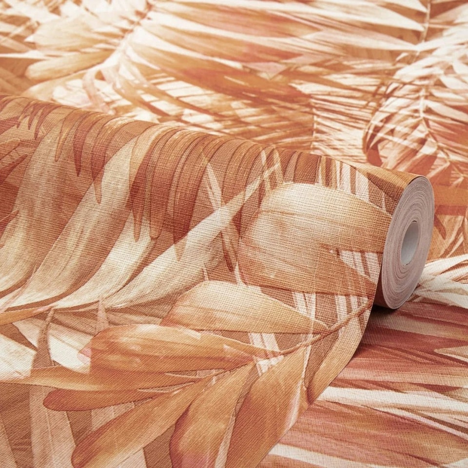 image 1 of Belize Tropical Wallpaper in Terracotta Multi