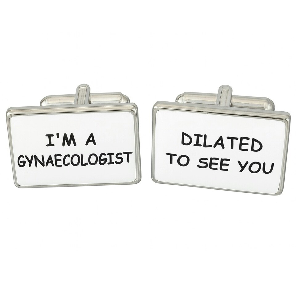 image 1 of Gynaecologist Cufflinks (Funny) - Onyx Art CK61 Novelty Cuffs