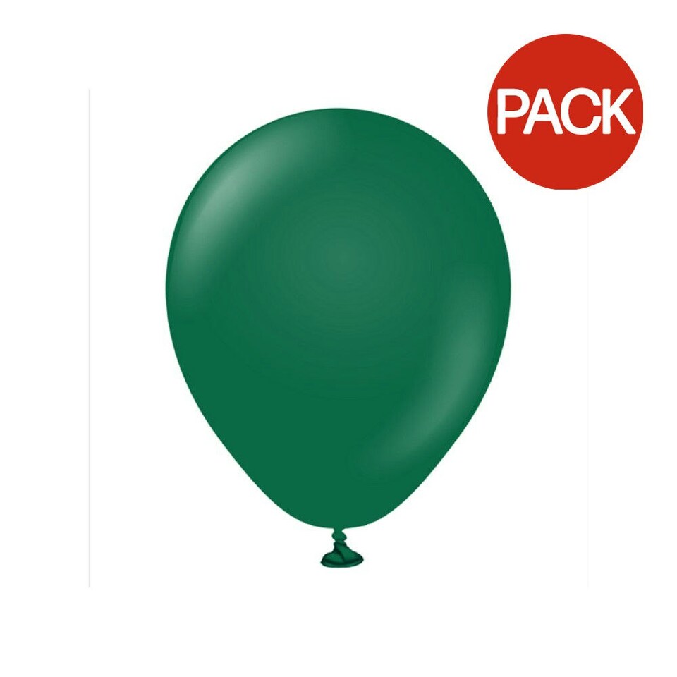 Kalisan Latex Standard Balloons (Pack of 100) - Dark Green - One Size