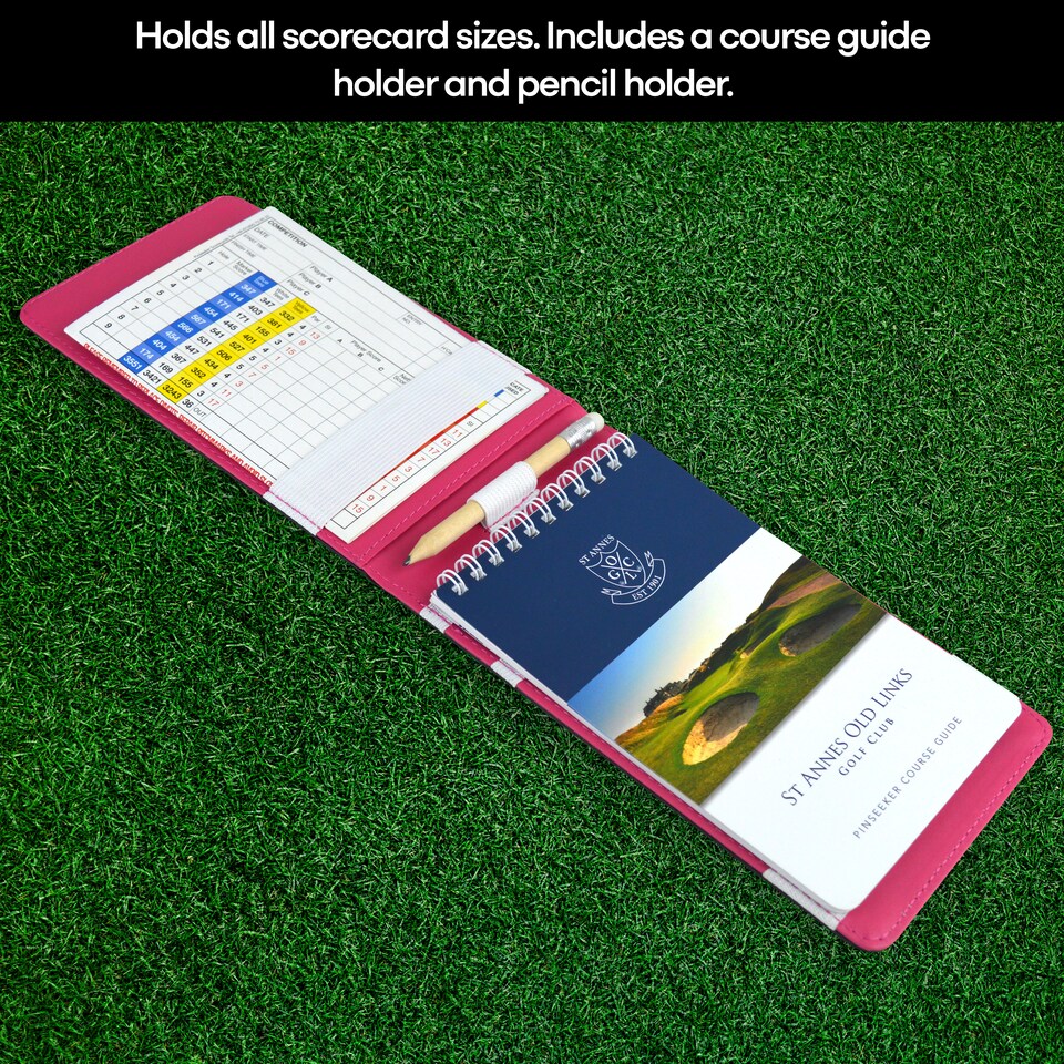 image 1 of Premium Croc Golf Scorecard Holder - Black / Pink