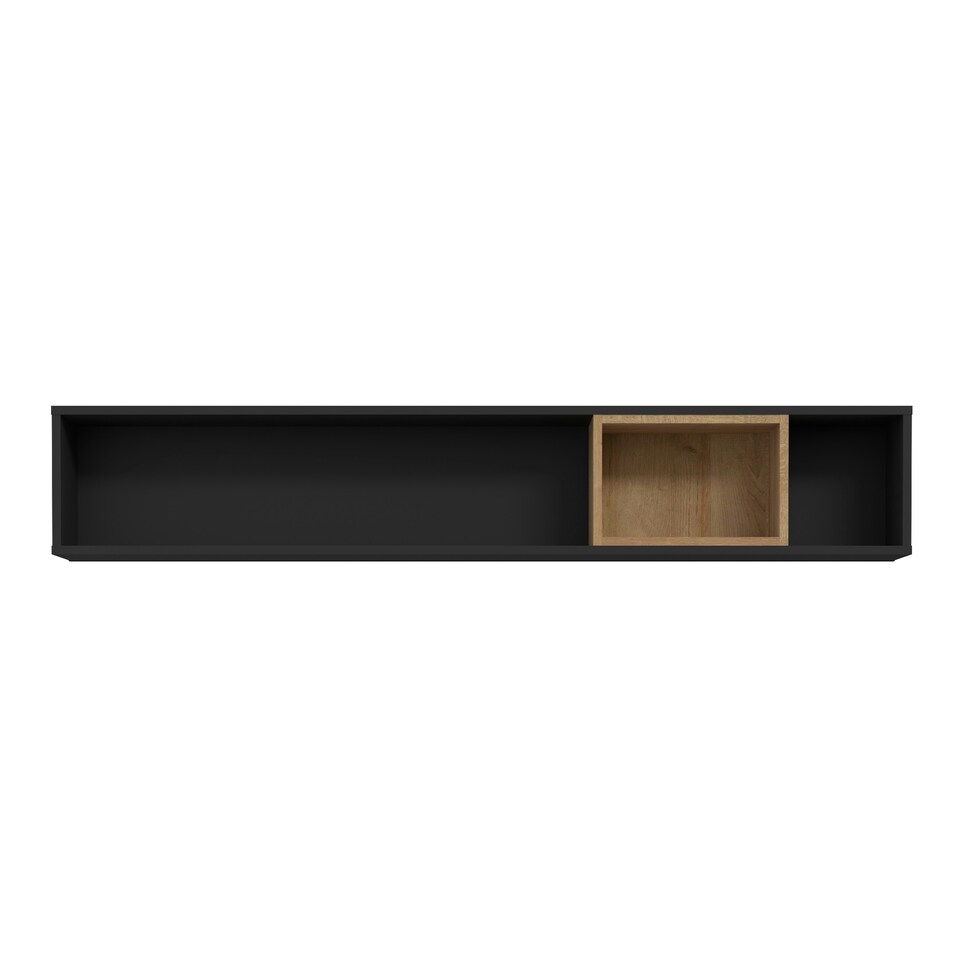 image 1 of High Rock Wall Shelf in Matt Black/Riviera Oak