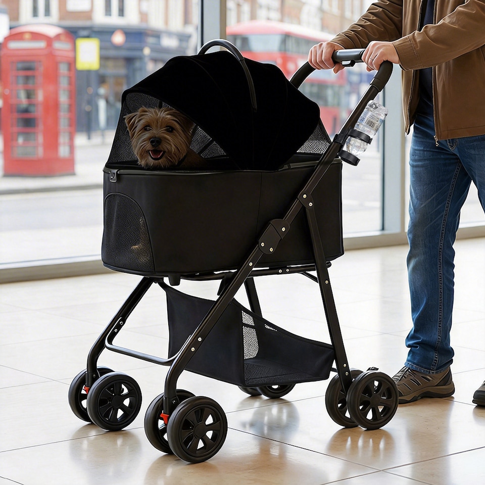 image 1 of Skylos Pet Stroller Dog Cat Puppy Pram Pushchair Travel Cart Buggy Carrier