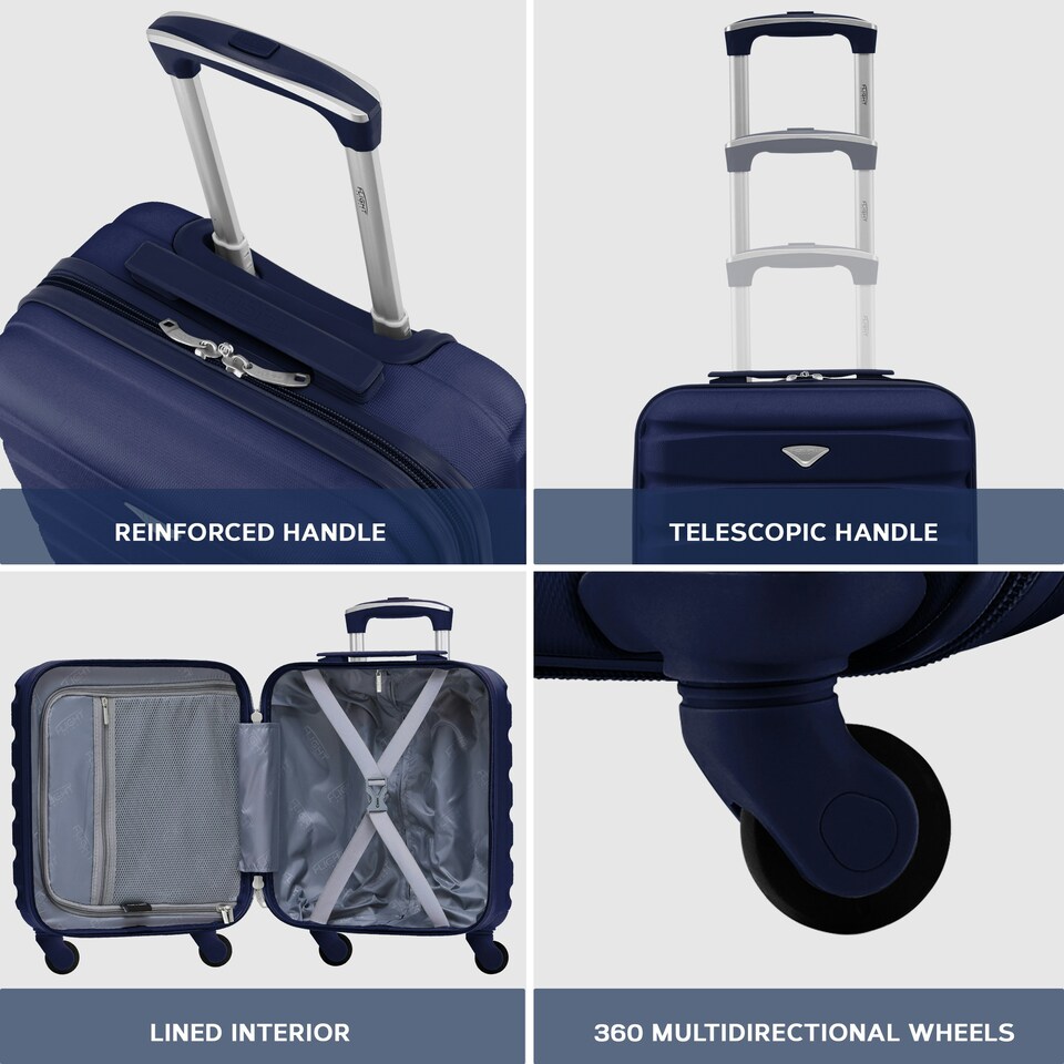 image 1 of Flight Knight Suitcase Sets 3 Piece, Large Suitcase, Extra Large Suitcase, easyJet Cabin Bag 45x36x20cm Underseat Carry On, 100+ Airlines Approved - BA, Ryanair Blue | Navy | Large
