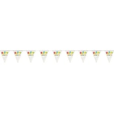 Happy Balloon Birthday Plastic Flag Bunting 365cm