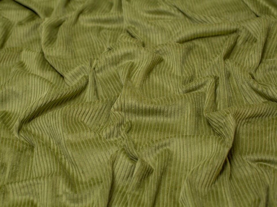 Minerva Core Range Green 5 Wale Cotton Jumbo Cord Fabric for Dressmaking, 142cm / 55" Wide - per metre