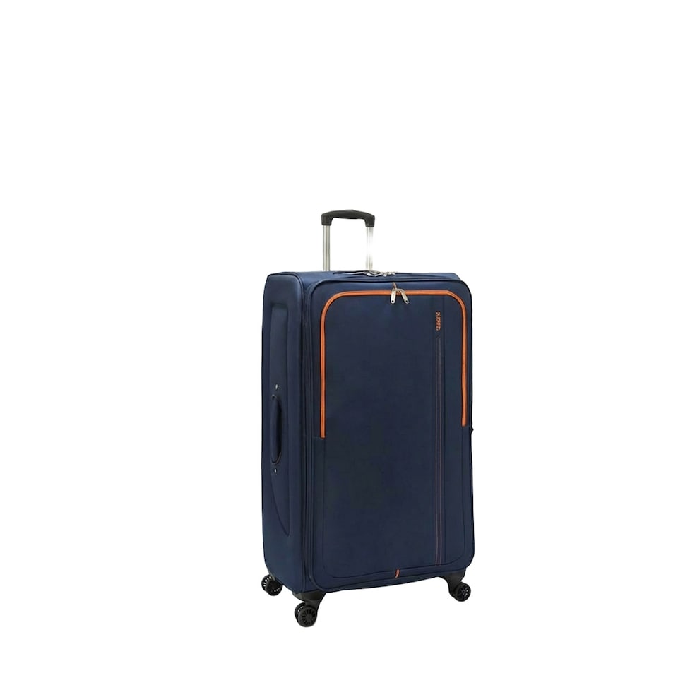 image 1 of 4 Piece Soft Shell Luggage Set Lightweight Durable and Spacious with 360 Spinner Wheels Navy