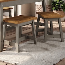 Corona Pair of Live Edge Wooden Dining Stools - Rustic Single Seat Stools in Black or Grey Finish | Grey | Grey | One Size | 1