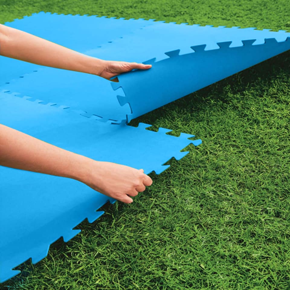 image 1 of 9PCS Swimming Pool Floor Protector Slip Resistant Ground Mat Base 50cmx50cm | Blue | 1 Set | 9