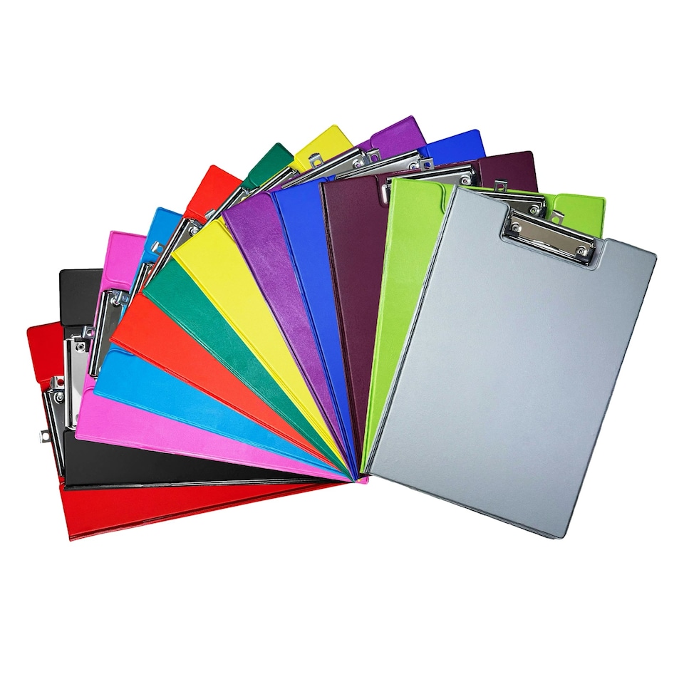image 1 of Pack of 10 Janrax A4 Assorted Coloured Foldover Clipboards