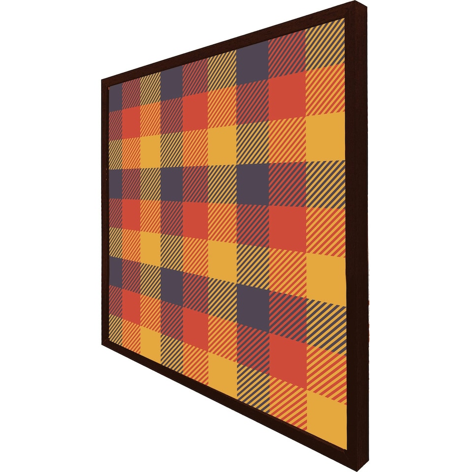 image 1 of Orange check pattern (Picture Frame) Brown | S