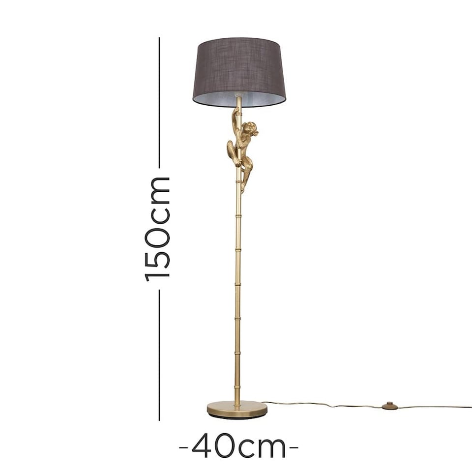 image 1 of ValueLights George Monkey Hanging Modern Gold Floor Lamp Grey Shade | Grey
