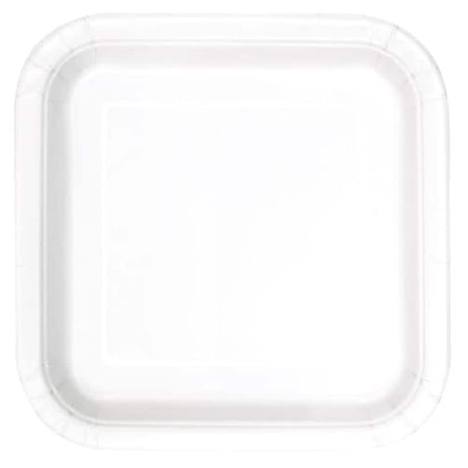 White Square Paper Plates 22cm - Pack of 14