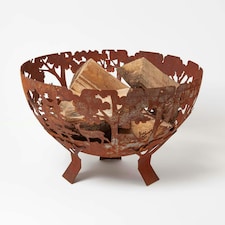 Homescapes Decorative Fire Bowl with Laser Cut Woodland Scene