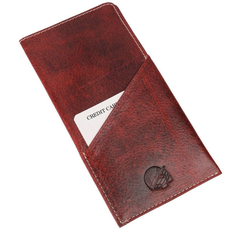 image 1 of CRICKET-GIFTS - Buffalo Leather Glasses Case | Red Leather Exterior | Includes Card Holder Red