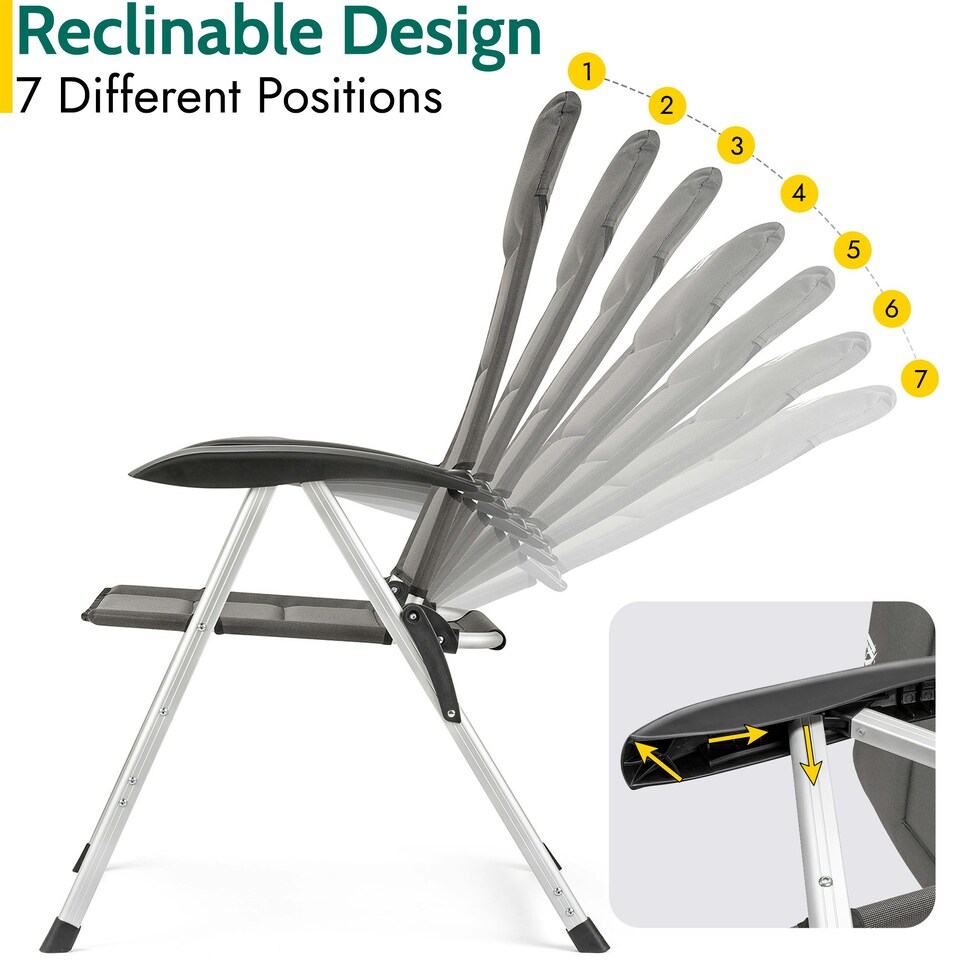 image 1 of Reclining Camping Chair - Grey