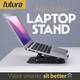 image 2 of Futura Laptop Stand Adjustable Portable Riser, Black Foldable Aluminium Holder for MacBook AirPro and 11 to 17 inch Laptops | Black | Black | One Size | 1