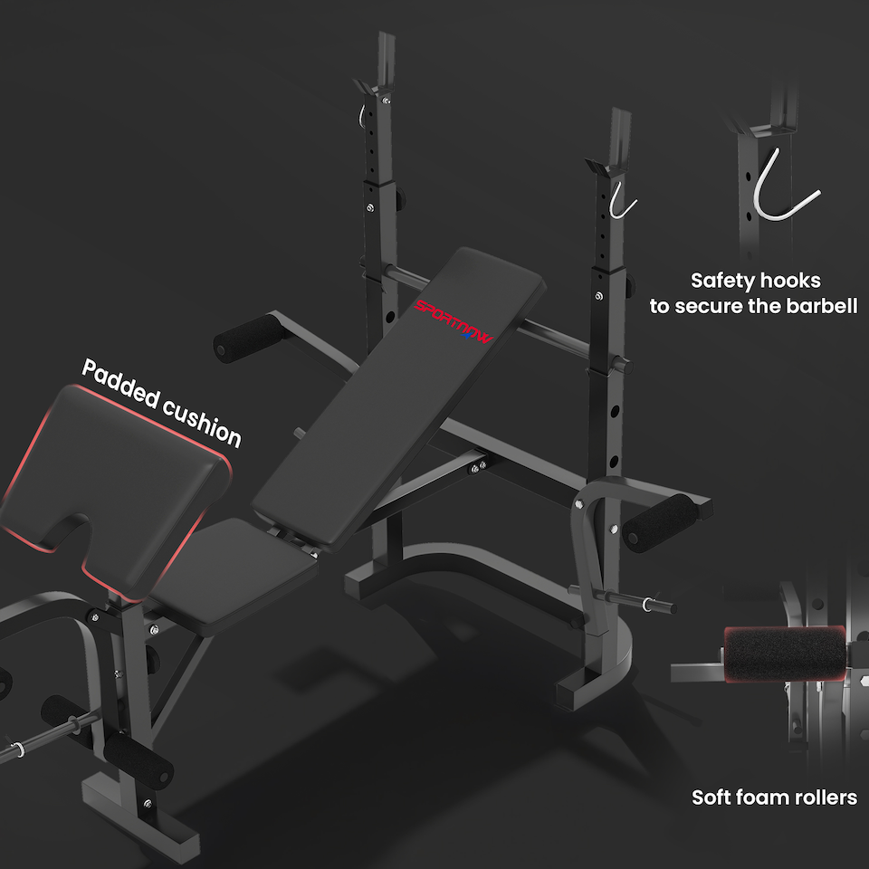 image 1 of SPORTNOW Multi-Exercise Incline Flat Weight Bench with Bench Press Rack
