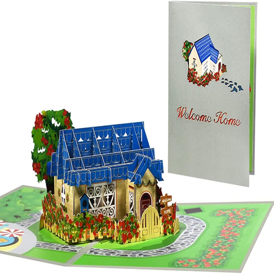 image 1 of House and Garden 3D Pop Up Greeting Card for New Home or Housewarming