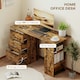 image 3 of HOMCOM 120cm Computer Desk, Study Table with 3 Shelf & Drawers, Rustic Brown | Brown | Rustic | 120W x 49D x 72H cm
