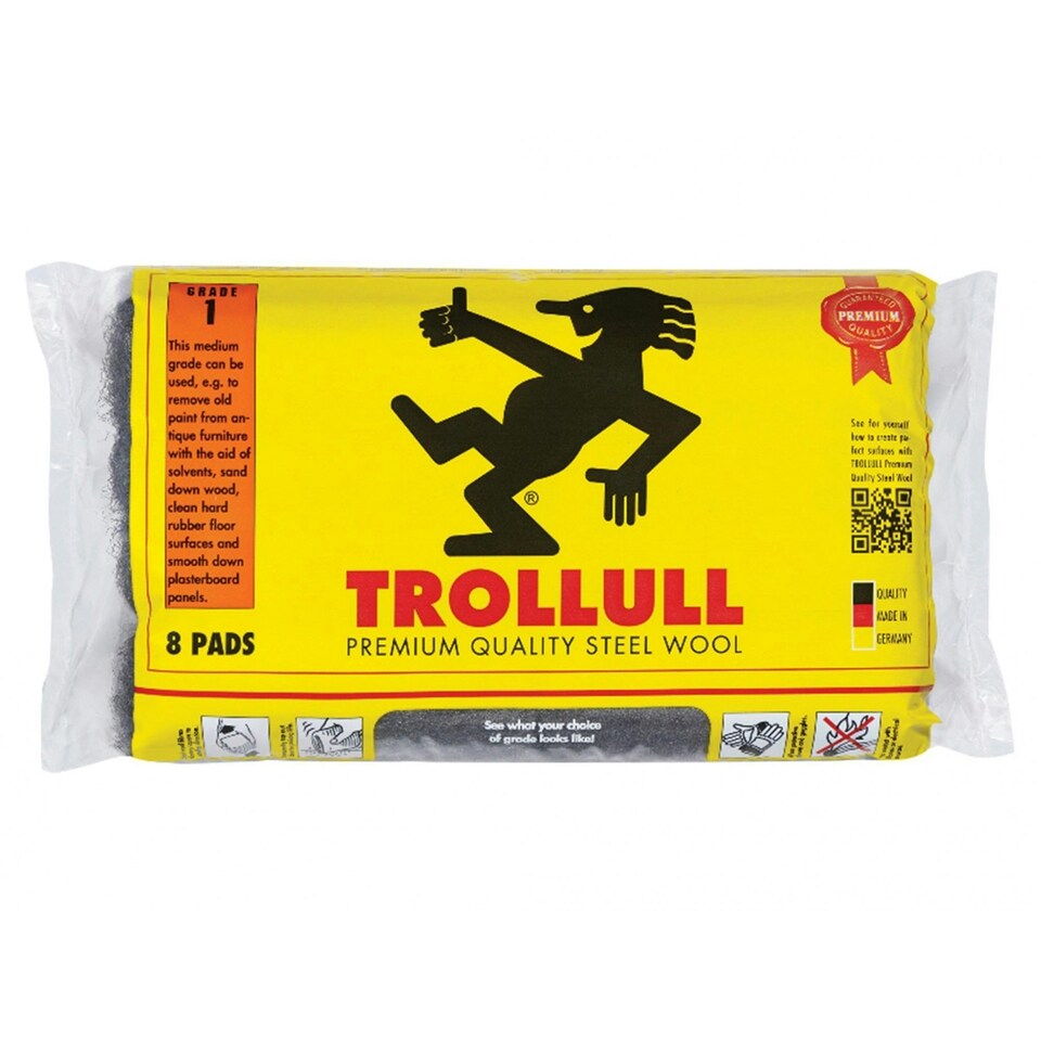 Trollull Extra Large Steel Wool Pads - Multi Colour - Grade 1 (Pack of 8)