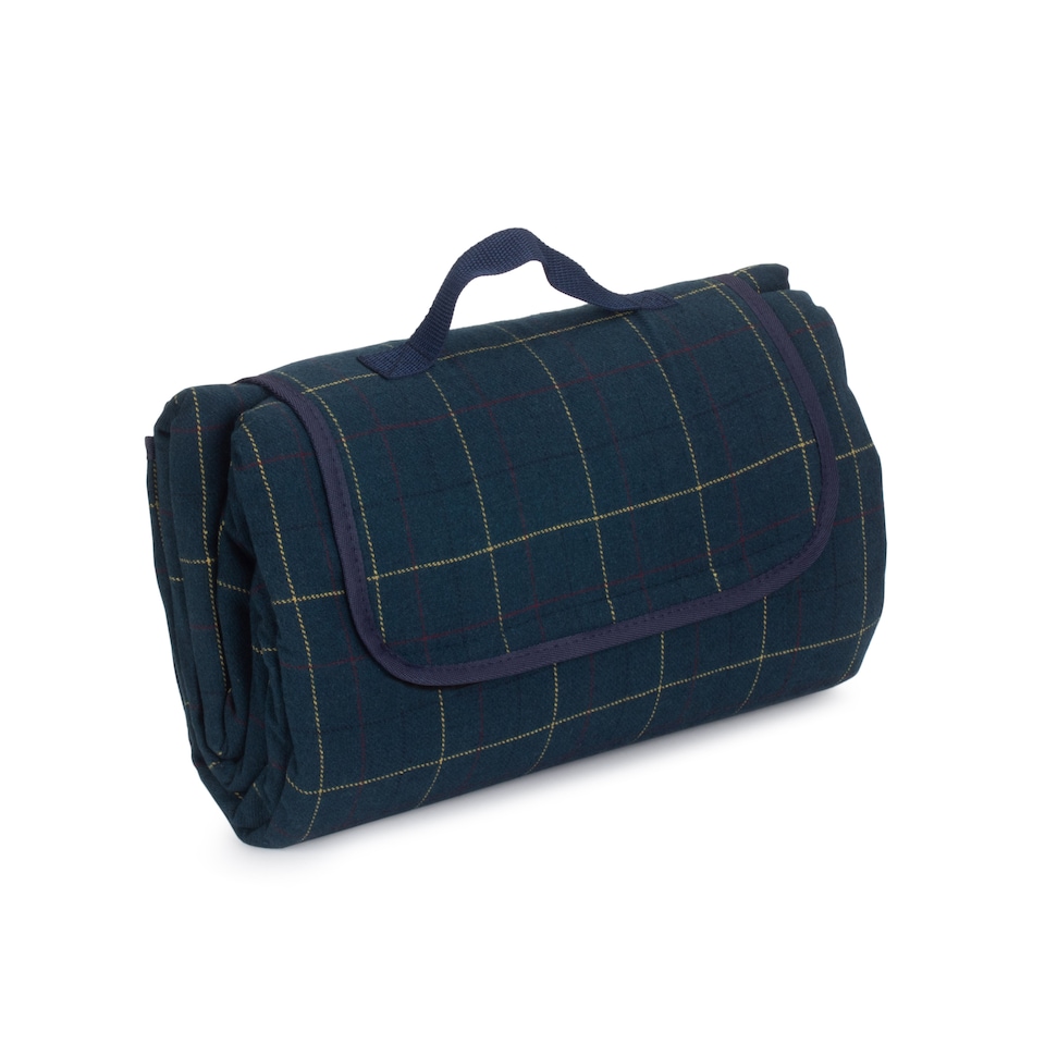 image 1 of Luxury Blue Tweed Picnic Blanket | Blue | Blue