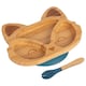 image 1 of Tiny Dining Bamboo Fox Baby Weaning Plate & Fork Set - Navy Blue