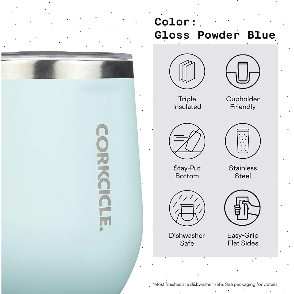 image 1 of Corkcicle Triple Insulated Stainless Steel Stemless Travel Cup 355ml - Powder Blue Blue