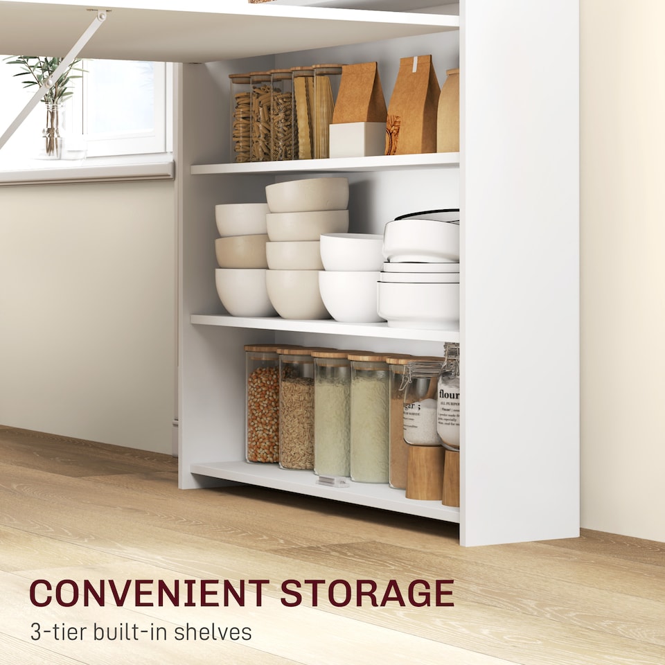 image 1 of HOMCOM Folding Dining Table, Kitchen Table with Shelves