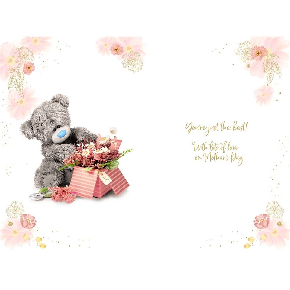 image 1 of Bear With Box Of Flowers Nan Photo Finish Mother's Day Card